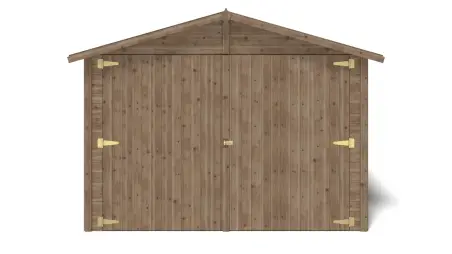 Garage en bois - 14.94m2 - 3.05x4.93m - Ep. 18mm - couleur: marron