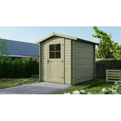 Abri de jardin en bois - 4.75m2 - 1.9x2.5m - Traité - Ep. 28mm - Couleur: vert