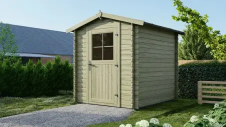 Abri de jardin en bois - 4.75m2 - 1.9x2.5m - Traité - Ep. 28mm - Couleur: vert