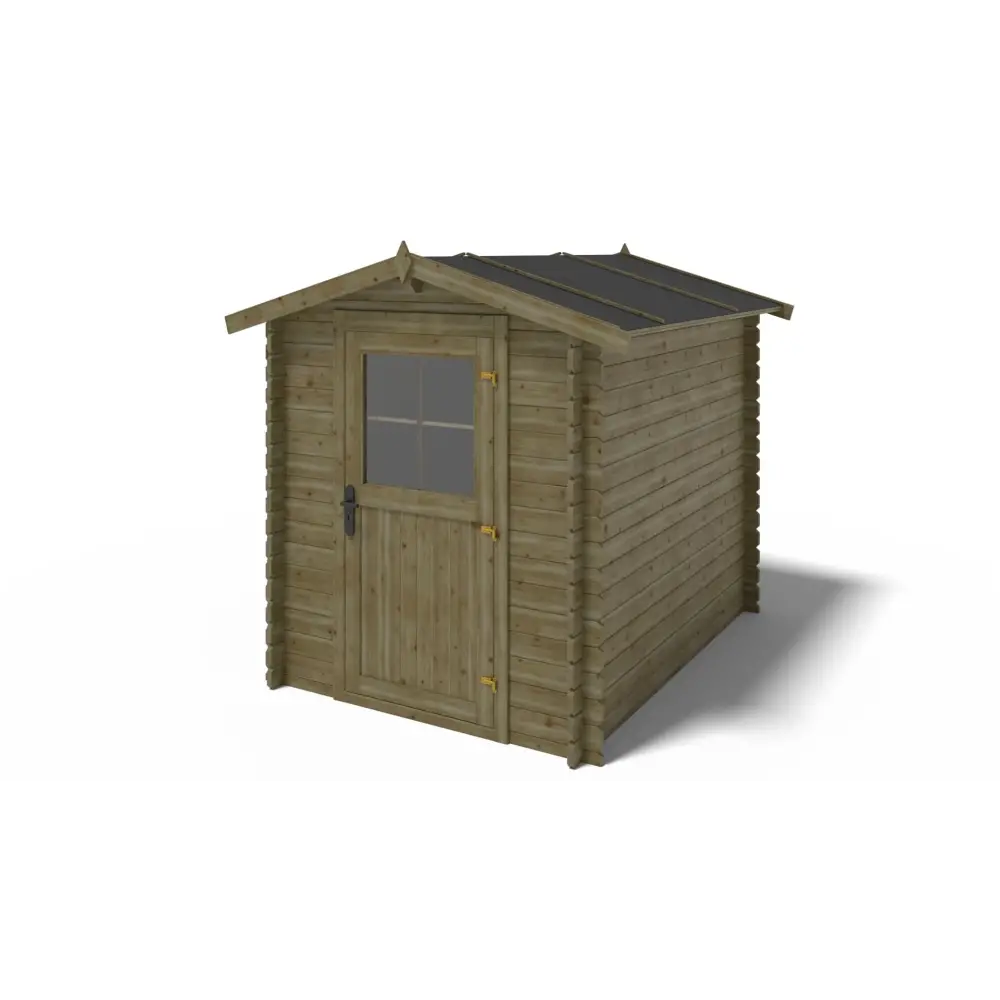 Abri de jardin en bois - 4.75m2 - 1.9x2.5m - Traité - Ep. 28mm - Couleur: vert