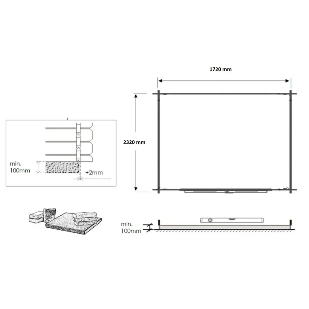 Abri de jardin en bois - 4.75m2 - 1.9x2.5m - Traité - Ep. 28mm - Couleur: vert