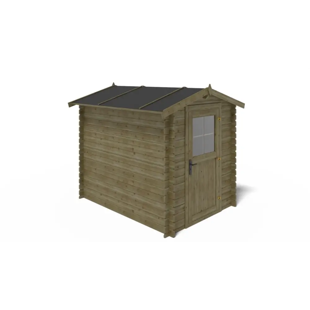 Abri de jardin en bois - 4.75m2 - 1.9x2.5m - Traité - Ep. 28mm - Couleur: vert