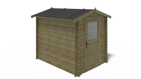 Abri de jardin en bois - 4.75m2 - 1.9x2.5m - Traité - Ep. 28mm - Couleur: vert