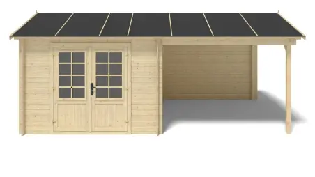 Abri de jardin en bois - 18m2 - 5.79x3m - Ep. 28mm - Couleur: naturel