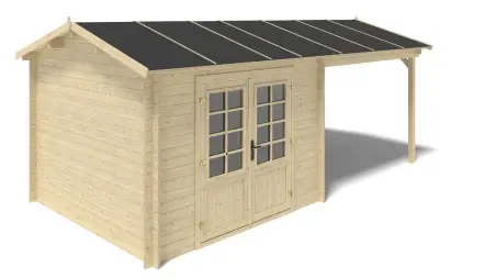 Abri de jardin en bois - 18m2 - 5.79x3m - Ep. 28mm - Couleur: naturel