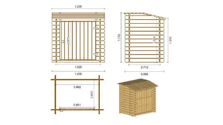 Armoire de jardin en bois -1.2x0.89 m - H.1.13 m - imprégné