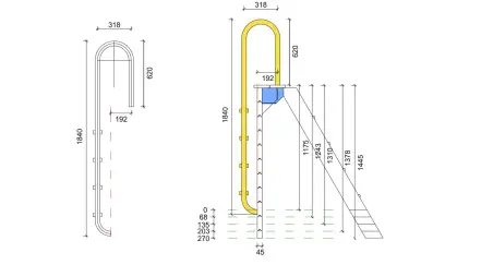 Échelle de piscine en acier inoxydable à 4 marches