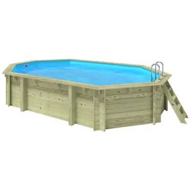 Piscine en bois 6.57x4.07 - H.1.2 m cadre en métal, sans dalle béton