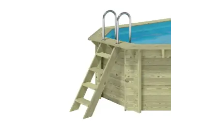 Piscine en bois 6.57x4.07 - H.1.2 m cadre en métal, sans dalle béton