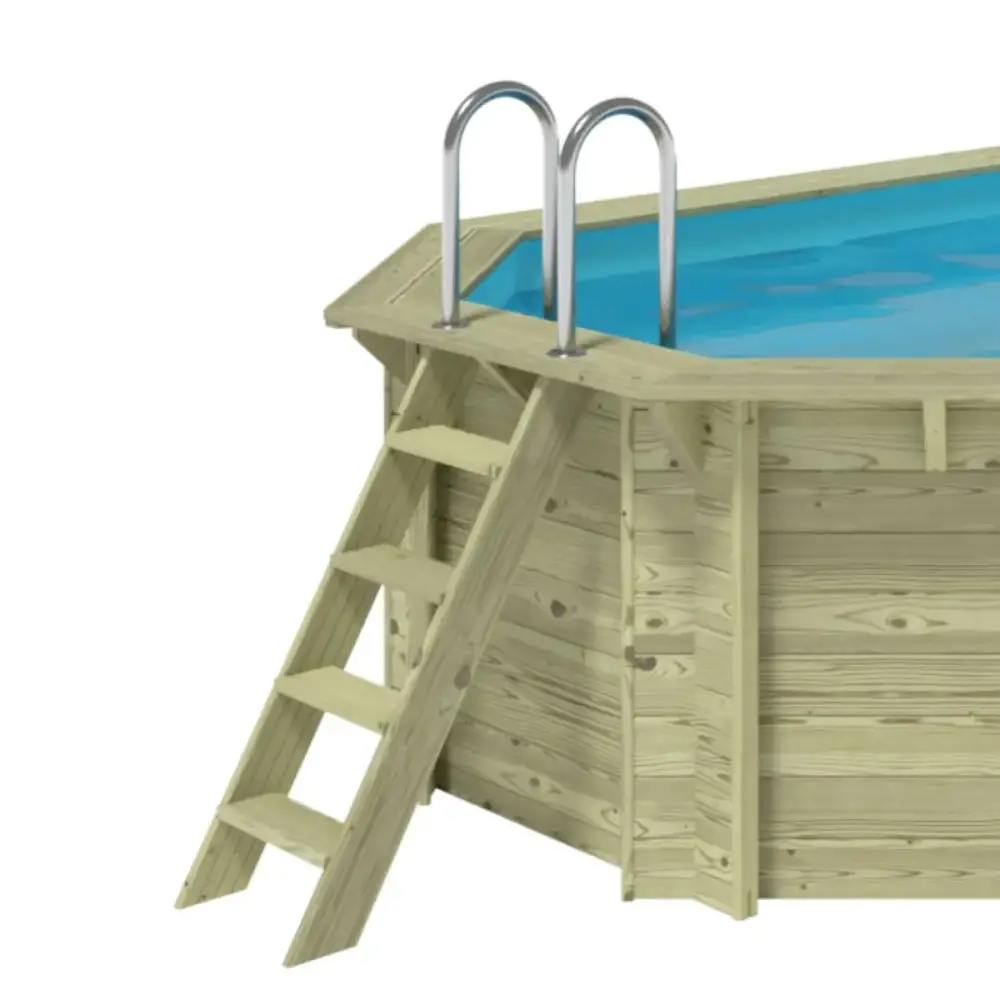 Piscine en bois Nemo 5.79x3.49 - H.1.45 m fixations à sceller