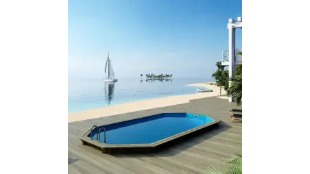 Piscine en bois Nemo 7.3x3.97 - H.1.45 m fixations à sceller