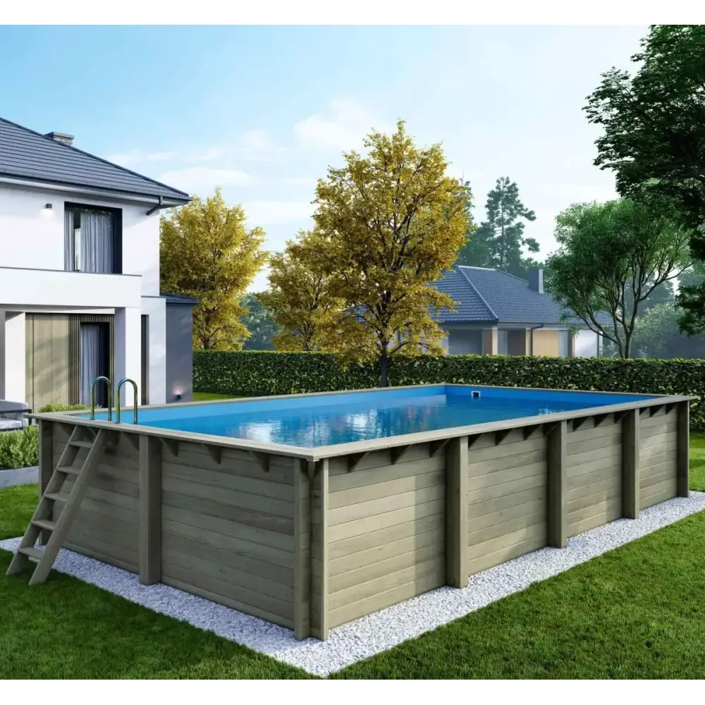 Piscine en bois Aqua 8.5x4.35 - H.1.45 m fixations à sceller