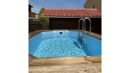 Piscine en bois Nemo 4.3x3 - H.1.18 m cadre en métal, sans dalle béton