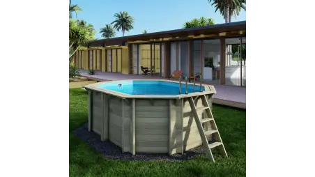 Piscine en bois Nemo 4.3x3 - H.1.31 m cadre en métal, sans dalle béton