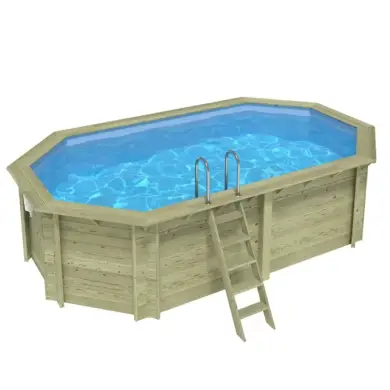 Piscine en bois Nemo 5.79x3.49 - H.1.45 m cadre en métal, sans dalle béton