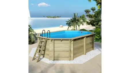 Piscine en bois Nemo 5.79x3.49 - H.1.45 m cadre en métal, sans dalle béton