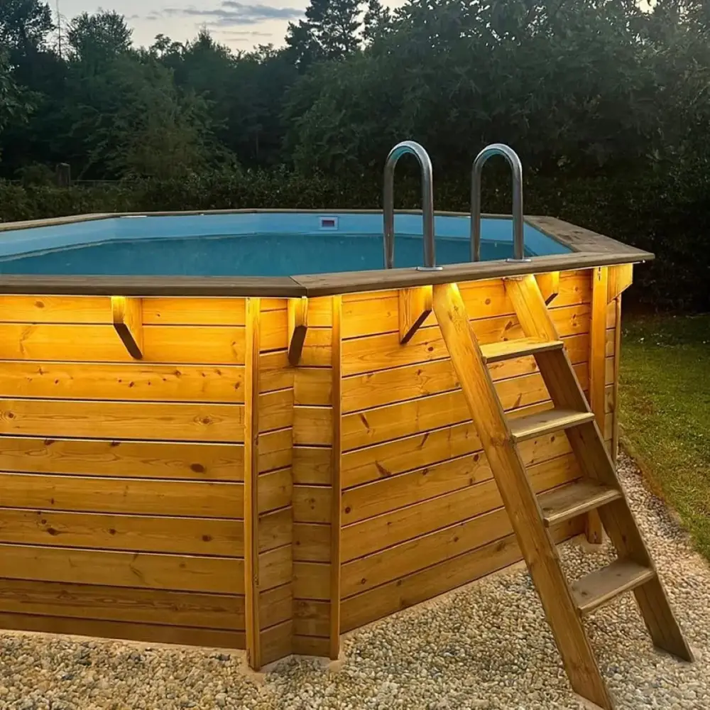 Piscine en bois Nemo 5.79x3.49 - H.1.45 m cadre en métal, sans dalle béton