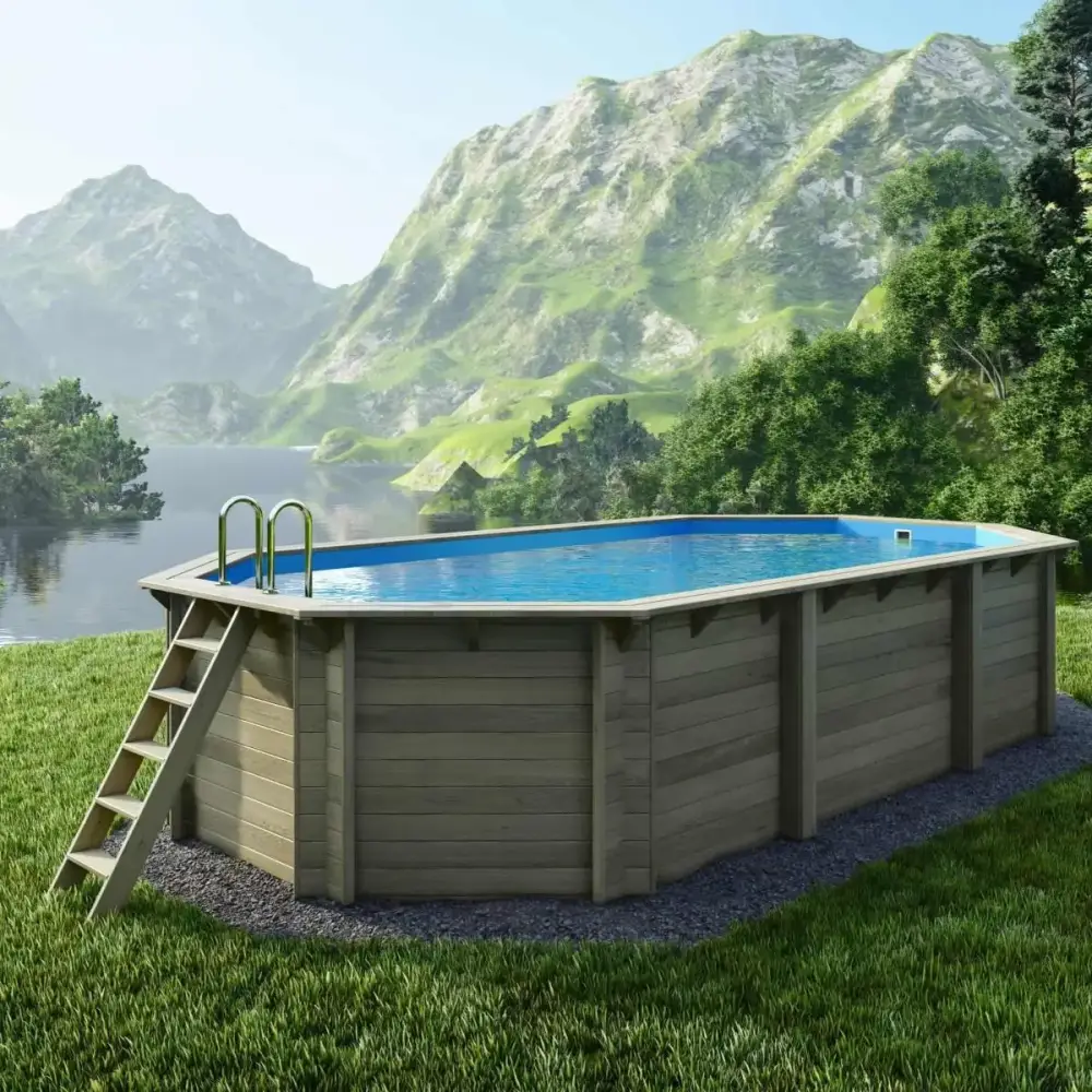 Piscine en bois Nemo 7.3x3.97 - H.1.45 m fixations à visser