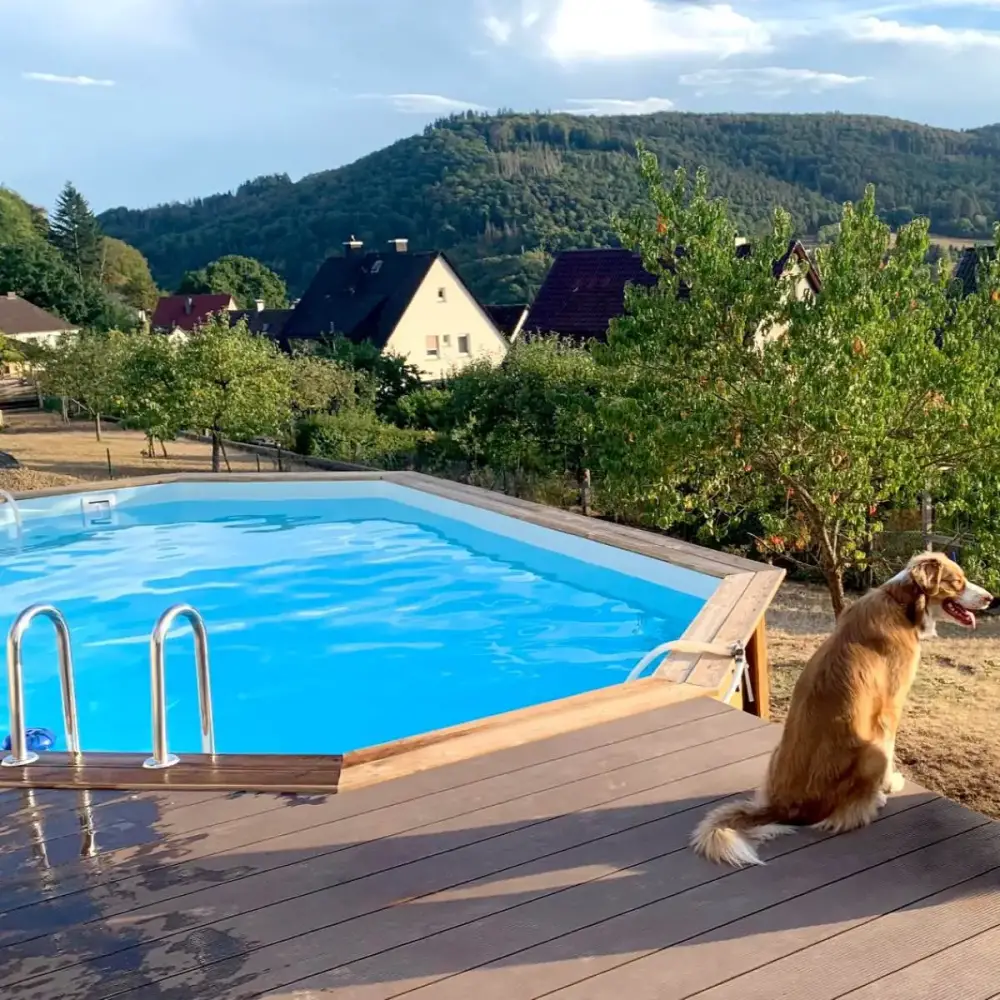 Piscine en bois Nemo 7.3x3.97 - H.1.45 m cadre en métal, sans dalle béton