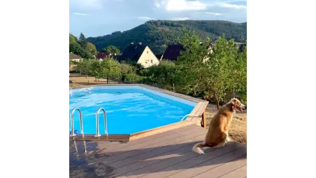 Piscine en bois Nemo 7.3x3.97 - H.1.45 m cadre en métal, sans dalle béton