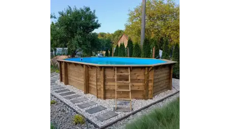 Piscine en bois Nemo 7.3x3.97 - H.1.45 m cadre en métal, sans dalle béton