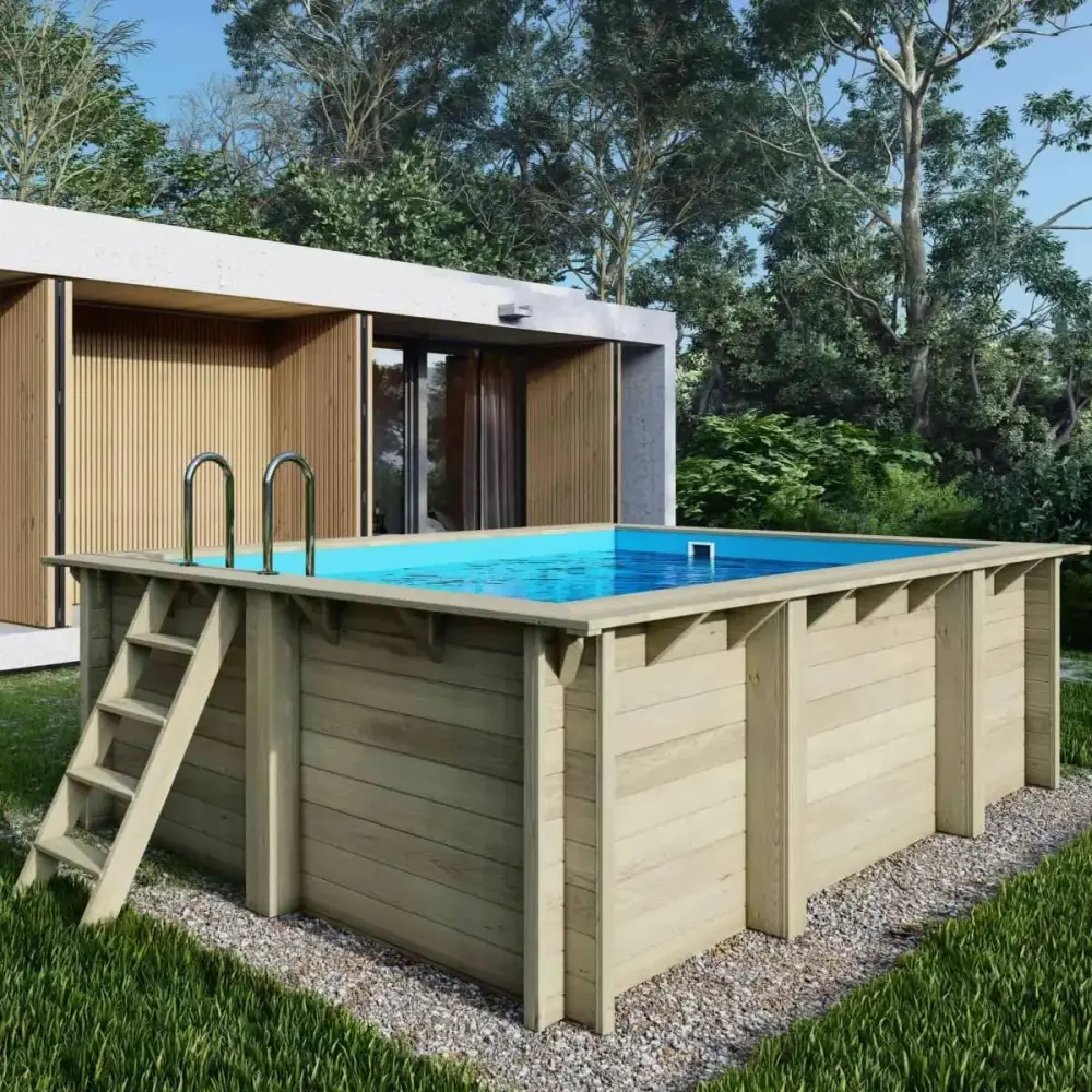 Piscine en bois Aqua 4.65x2.85 - H.1.24 m fixations à visser