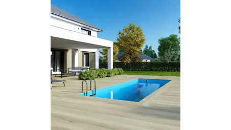 Piscine en bois Aqua 6.1x2.85 - H.1.31 m cadre en métal, sans dalle béton