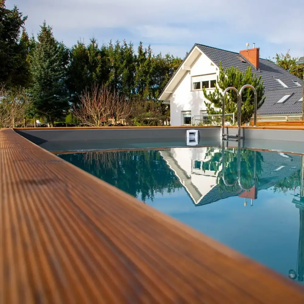 Piscine en bois Aqua 6.1x2.85 - H.1.31 m cadre en métal, sans dalle béton