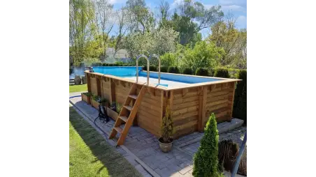 Piscine en bois Aqua 7x3.75 - H.1.45 m fixations à visser