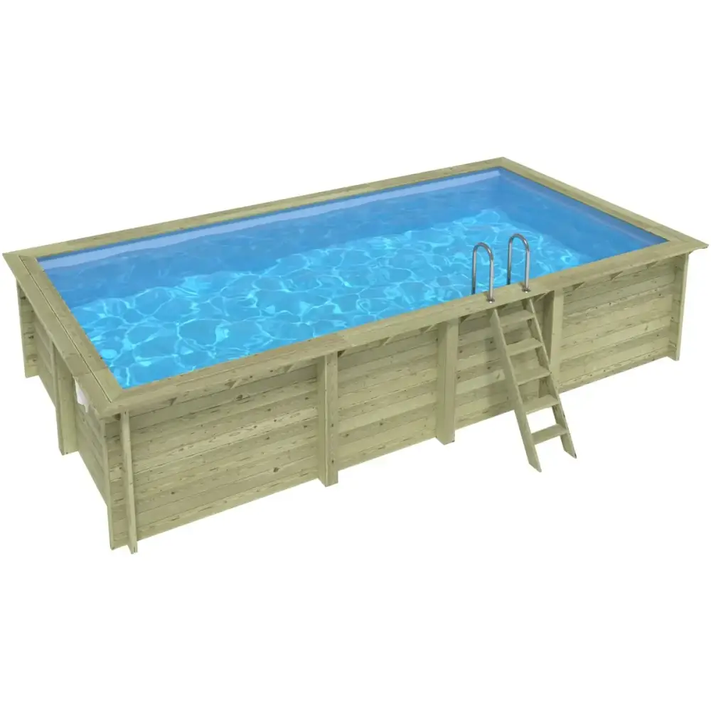 Piscine en bois Aqua 7x3.75 - H.1.45 m cadre en métal, sans dalle béton