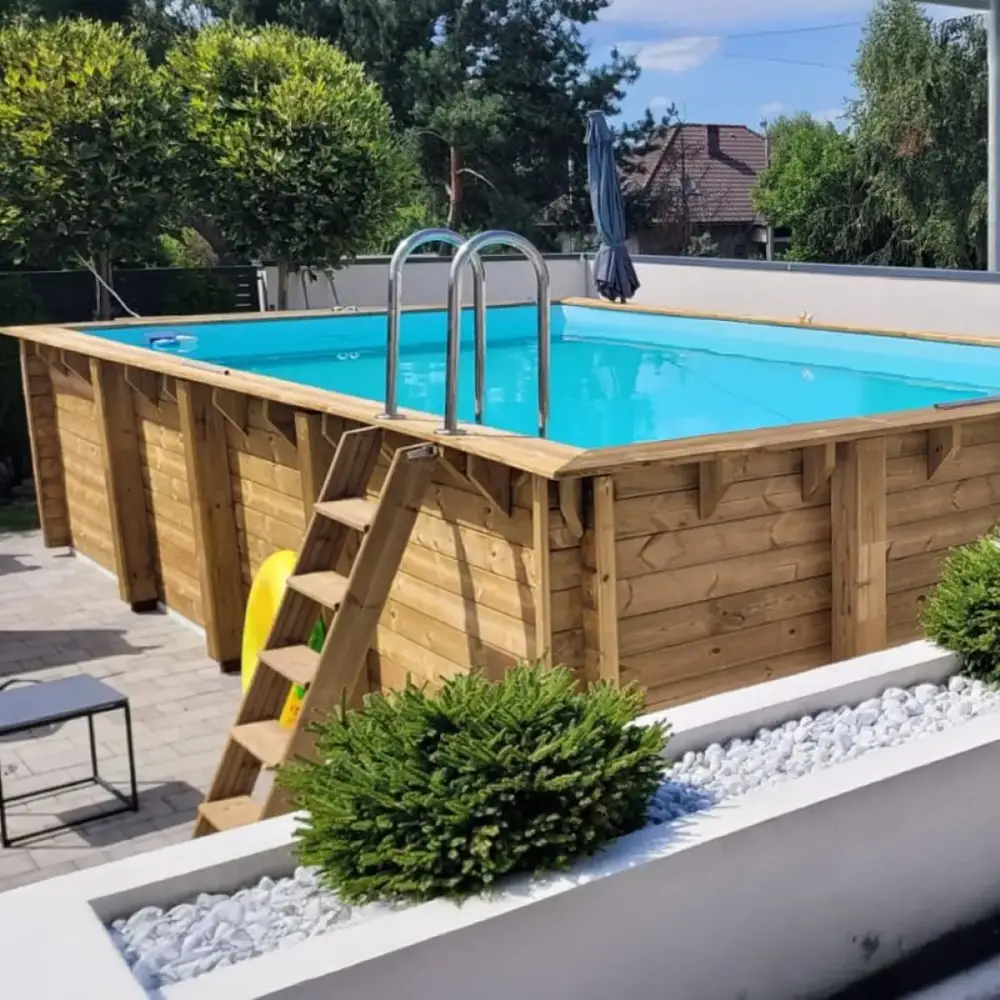 Piscine en bois Aqua 8.5x4.35 - H.1.45 m fixations à visser