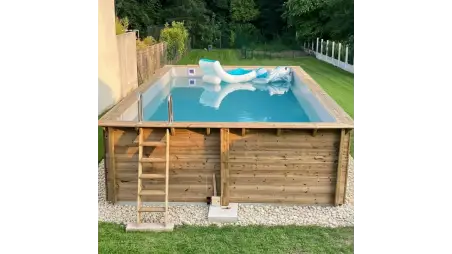 Piscine en bois Aqua 8.5x4.35 - H.1.45 m fixations à visser
