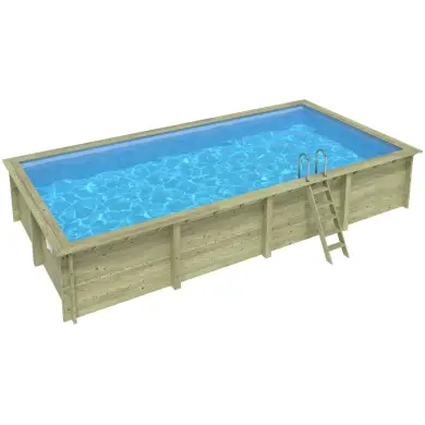 Piscine en bois Aqua 8.5x4.35 - H.1.45 m cadre en métal, sans dalle béton