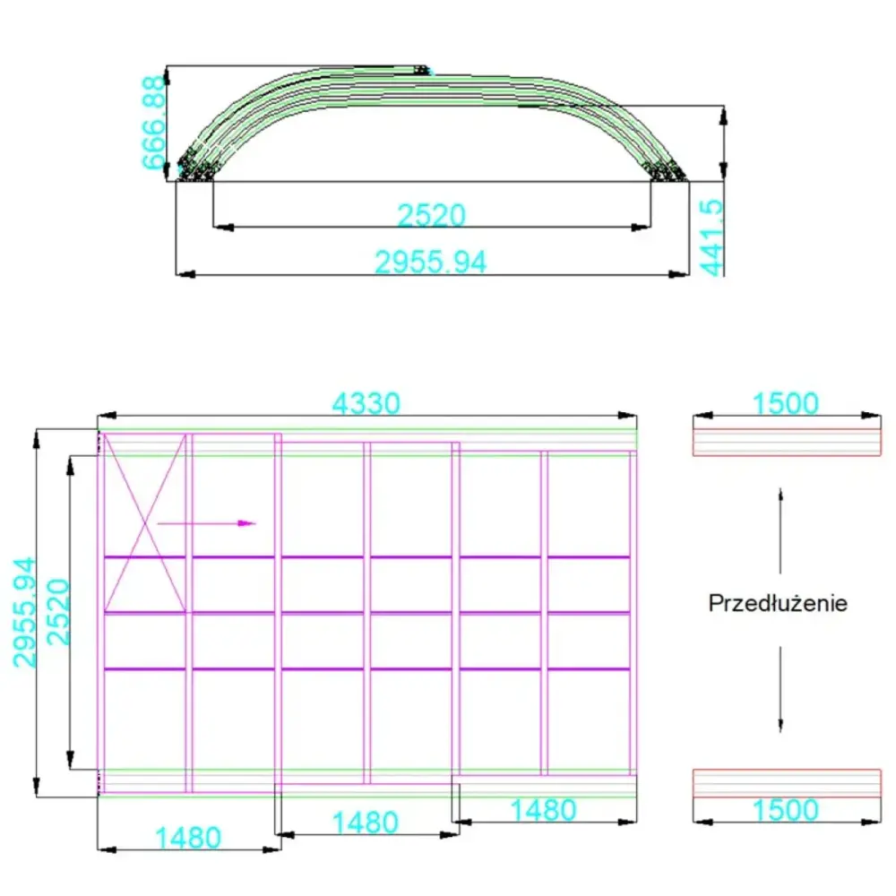 Abri de piscine Horizon - 4.33x2.52 m - polycarbonate alvéolaire 8 mm - pour piscine BAS7302. BAS7303