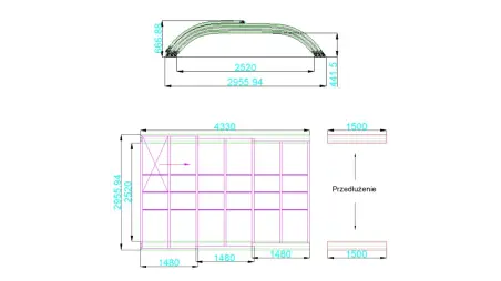 Abri de piscine Horizon - 4.33x2.52 m - polycarbonate alvéolaire 8 mm - pour piscine BAS7302. BAS7303