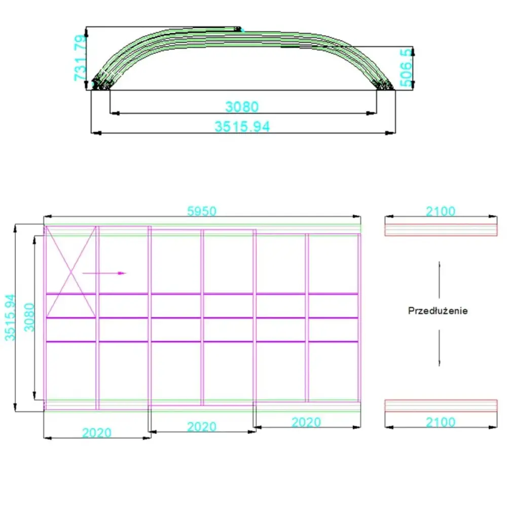 Abri de piscine Horizon - 5.95x3.08 m - polycarbonate alvéolaire 8 mm - pour piscine BAS7305