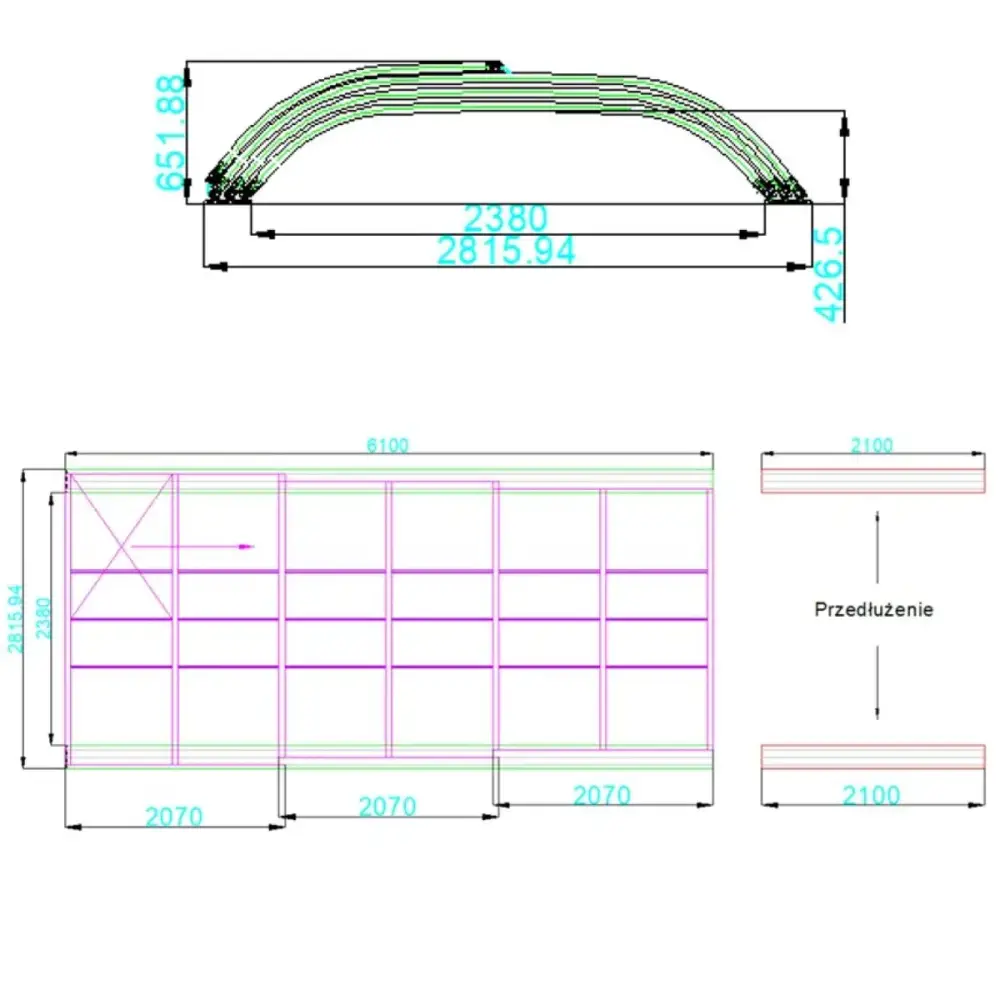 Abri de piscine Horizon - 6.1x2.38 m - polycarbonate alvéolaire 8 mm - pour piscine BAS7306