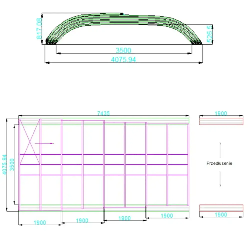Abri de piscine Horizon - 7.43x3.5 m - polycarbonate massif 3 mm - pour piscine BAS7308